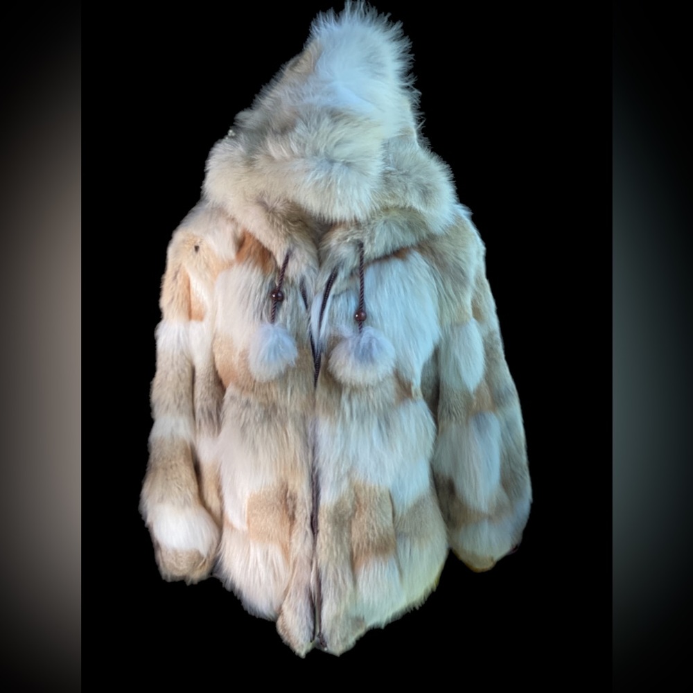 Vintage Coyote Fur Hooded Jacket